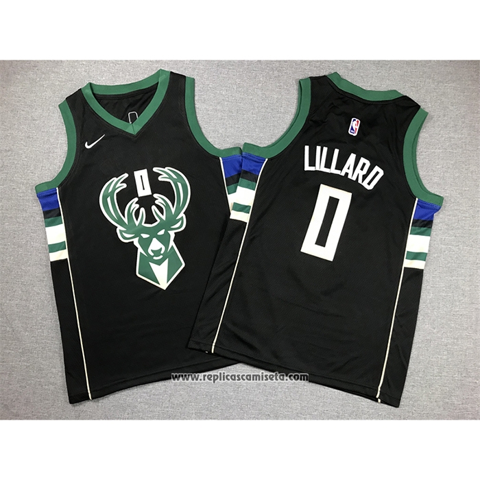 Camiseta Nino Milwaukee Bucks Damian Lillard #0 Statement 2018-19 Negro